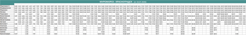 Файл:Расписание пригородных поездов Муроморск — Красноградск.png